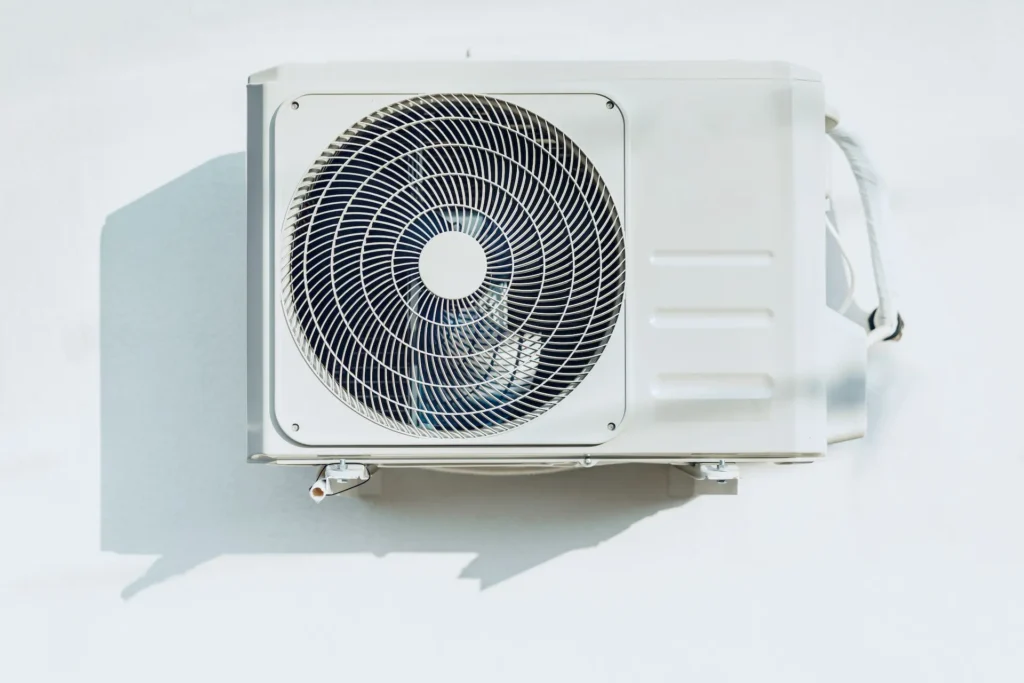 new outside air conditioner unit hanging on white 2025 02 25 06 26 17 utc